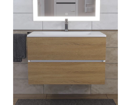 Тумба с раковиной для ванной Uperwood (Barsa-Next 80 см, подвесная, белая/дуб сонома)