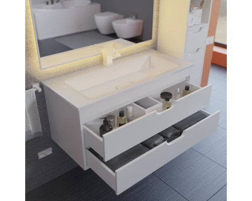 Тумба с раковиной для ванной Uperwood Modul (100 см, подвесная, матовая, белая)