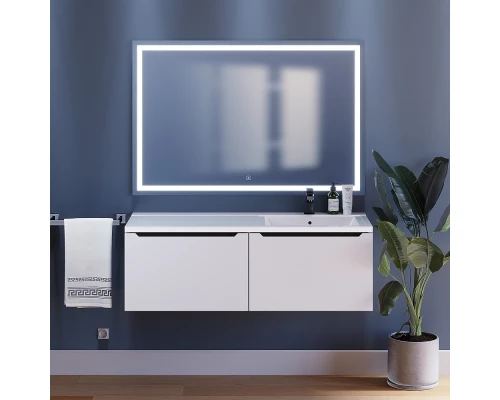 Тумба под раковину для ванной комнаты Uperwood Tanos (120 см, подвесная, правая, белая/графит)