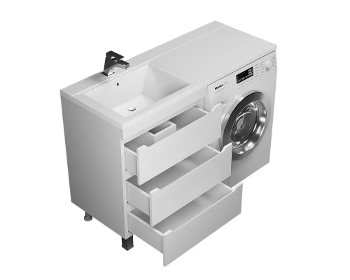 Тумба под стиральную машину Uperwood Tanos (60 см, напольная, белая, 3 ящика)