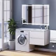 Тумба под стиральную машину Uperwood Tanos 60 см (подвесная, белая, с раковиной Cosmos 120 см, правая)