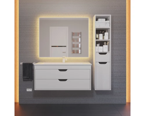 Тумба с раковиной для ванной Uperwood Modul (100 см, подвесная, матовая, белая/графит)