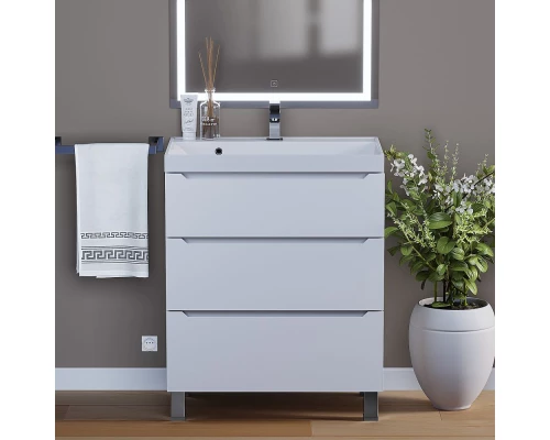 Тумба под раковину для ванной комнаты Uperwood Tanos напольная (70 см, белая, 3 ящика)