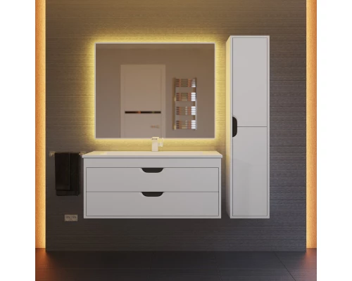 Тумба с раковиной для ванной Uperwood Modul (100 см, подвесная, матовая, белая/графит)