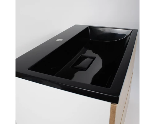 Раковина для ванной полувстраиваемая Uperwood Barsa, 70 см, прямоугольная, черная глянцевая