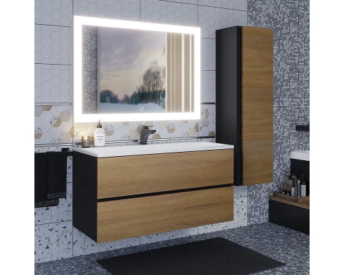 Тумба под раковину для ванной Uperwood Barsa (100 см, подвесная, черная/дуб сонома)