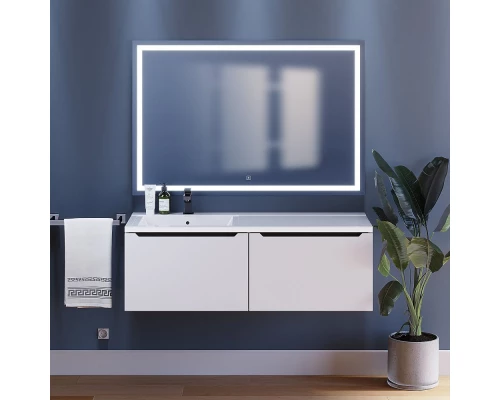 Тумба с раковиной Uperwood Tanos-Cosmos 120 см, подвесная, левая, белый/графит