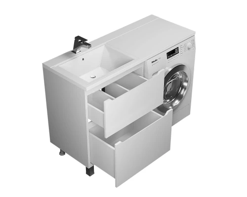 Тумба под стиральную машину Uperwood Tanos (60 см, напольная, белая, 2 ящика)