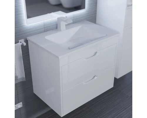Тумба с раковиной для ванной Uperwood Modul (65 см, подвесная, глянцевая, белая)