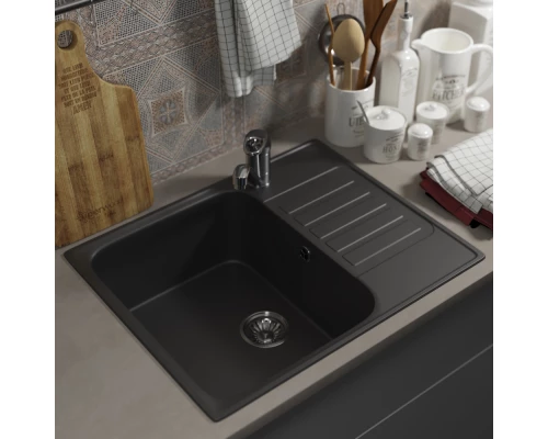 Кухонная мойка из искусственного камня Uperwood UPD-202 (прямоугольная, цвет уголь)
