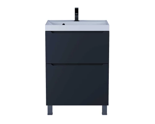 Тумба под раковину для ванной комнаты Uperwood Tanos напольная (60 см, черная, 2 ящика)
