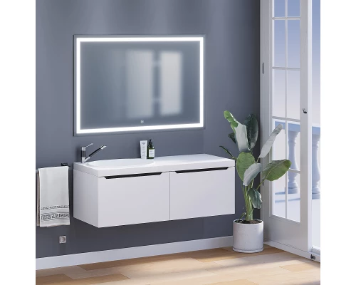 Тумба с раковиной для ванной комнаты Uperwood Tanos-Bruks (120 см, подвесная, левая, белая/графит)