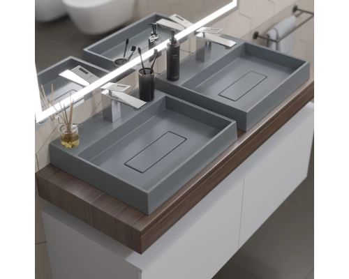 Раковина для ванной накладная кварцевая Uperwood Tanos Quartz (50 см, прямоугольная, с декоративной накладкой, бетон)