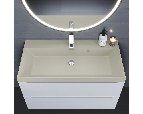 Раковина кварцевая для ванной Uperwood Classic Quartz (90 см, бежевая матовая, лён)