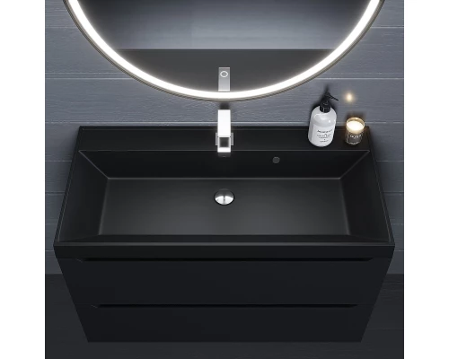 Раковина кварцевая для ванной Uperwood Classic Quartz (90 см, черная матовая, уголь)