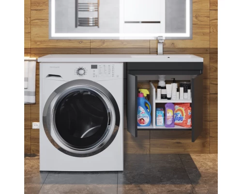 Тумба с раковиной под стиральную машину Uperwood Magenta (60/120 см, подвесная, черная, с дверцами, правая)