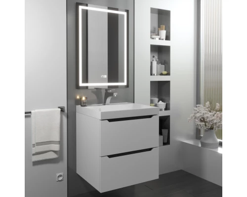 Тумба под раковину для ванной комнаты Uperwood Tanos подвесная (50 см, белая/графит)