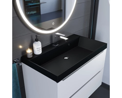 Раковина кварцевая для ванной Uperwood Classic Quartz (80 см, черная матовая, космос)