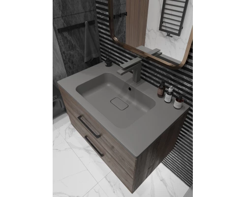 Раковина кварцевая для ванной Uperwood Lagoon Quartz (80 см, прямоугольная, серая матовая, серый шелк)