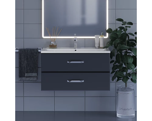 Тумба с раковиной для ванной Uperwood Foster (90 см, подвесная, черная)