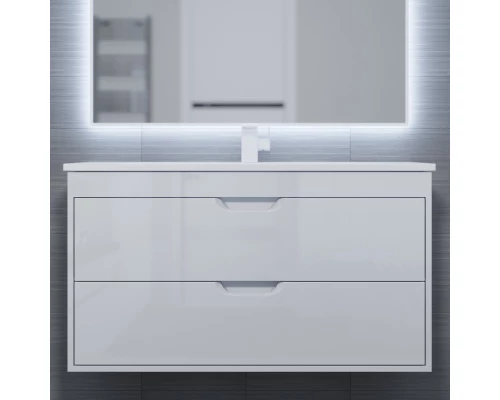 Тумба с раковиной для ванной Uperwood Modul (100 см, подвесная, глянцевая, белая)