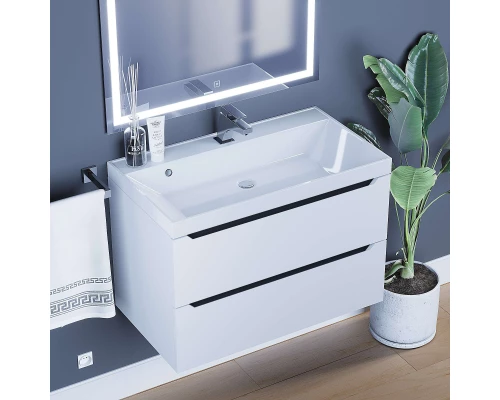 Тумба под раковину для ванной комнаты Uperwood Tanos подвесная (80 см, белая/графит)