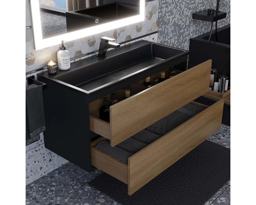 Раковина для ванной полувстраиваемая Uperwood Barsa (100 см, прямоугольная, черная)