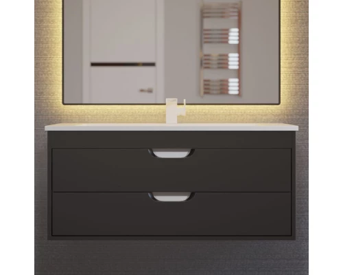 Тумба с раковиной для ванной Uperwood Modul (100 см, подвесная, матовая, черная)