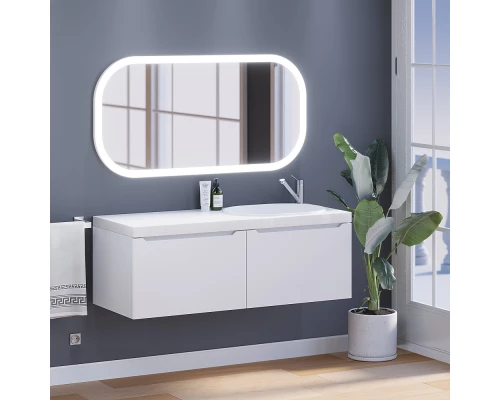 Тумба с раковиной для ванной комнаты Uperwood Tanos-Bruks (120 см, подвесная, правая, белая)