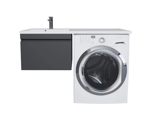 Тумба с раковиной под стиральную машину Uperwood Magenta (60/120 см, подвесная, черная, выдвижной ящик, левая)