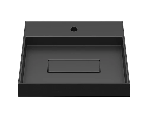 Раковина для ванной накладная кварцевая Uperwood Tanos Quartz (50 см, прямоугольная, с декоративной накладкой, уголь)