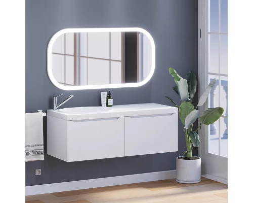 Тумба с раковиной для ванной комнаты Uperwood Tanos-Bruks (120 см, подвесная, левая, белая)