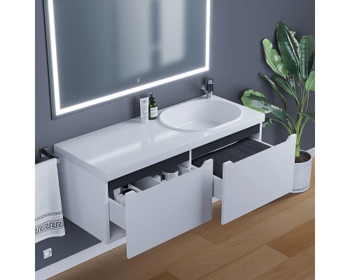 Тумба с раковиной для ванной комнаты Uperwood Tanos-Bruks (120 см, подвесная, правая, белая/графит)