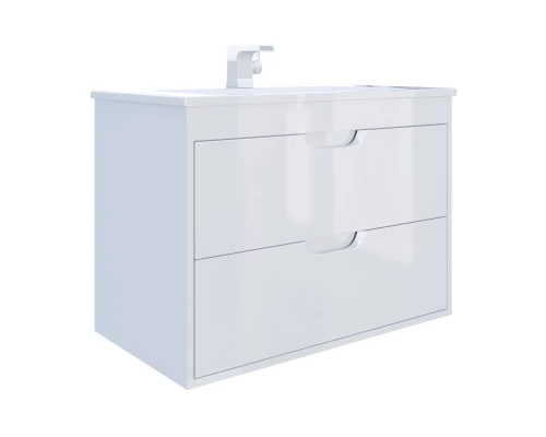 Тумба с раковиной для ванной Uperwood Modul (80 см, подвесная, глянцевая, белая)