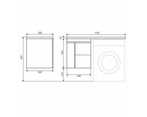 Тумба под стиральную машину Uperwood Magenta (50 см, подвесная, черная, с дверцами)