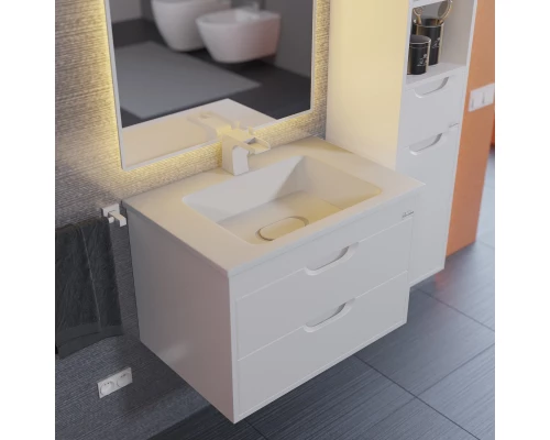 Тумба с раковиной для ванной Uperwood Modul (65 см, подвесная, матовая, белая)