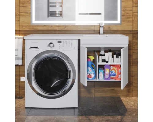 Тумба с раковиной под стиральную машину Uperwood Magenta (60/120 см, подвесная, белая, с дверцами, правая)