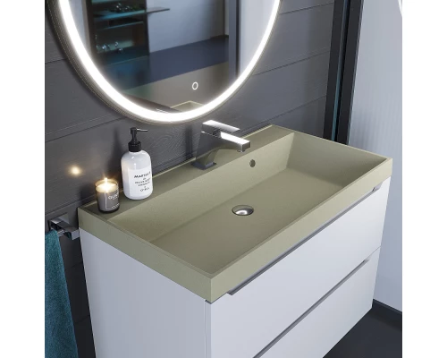 Раковина кварцевая для ванной Uperwood Classic Quartz (80 см, бежевая матовая, десерт)