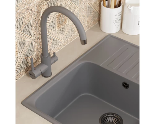 Смеситель для кухни Uperwood UPD-003 (07, с фильтром для питьевой воды, вороненая сталь/дым)