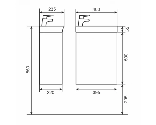 Тумба под раковину для ванной комнаты Uperwood Bio (40 см, подвесная, белый глянец)
