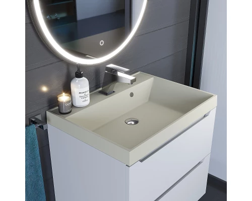 Раковина кварцевая для ванной Uperwood Classic Quartz (70 см, бежевая матовая, лён)