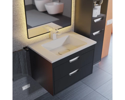 Тумба с раковиной для ванной Uperwood Modul (65 см, подвесная, матовая, черная)