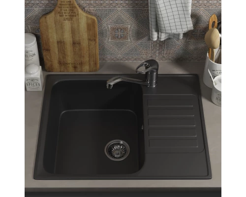 Кухонная мойка из искусственного камня Uperwood UPD-202 (прямоугольная, цвет уголь)