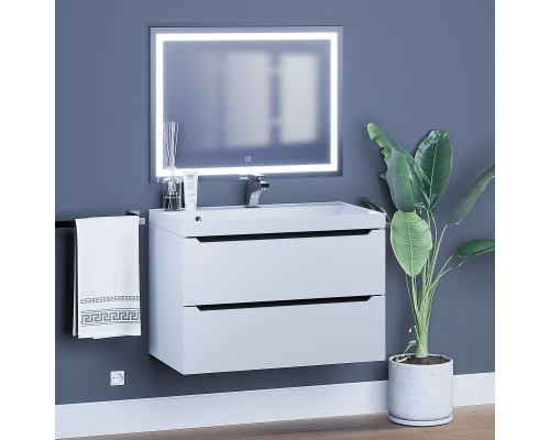 Тумба под раковину для ванной комнаты Uperwood Tanos подвесная (80 см, белая/графит)