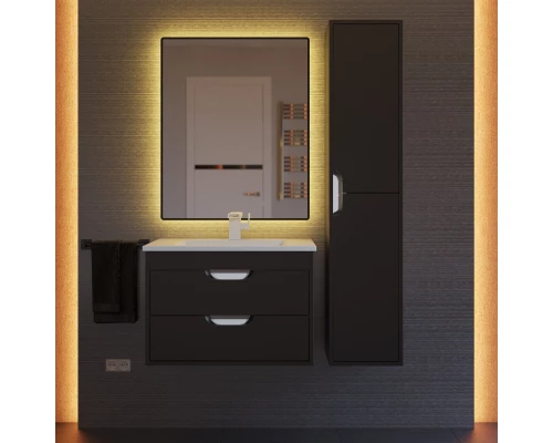 Тумба с раковиной для ванной Uperwood Modul (65 см, подвесная, матовая, черная)