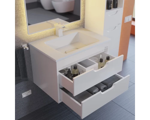 Тумба под раковину для ванной Uperwood Modul (65 см, подвесная, матовая, белая)