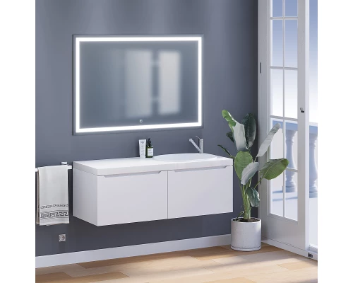 Тумба с раковиной для ванной комнаты Uperwood Tanos-Bruks (120 см, подвесная, правая, белая)