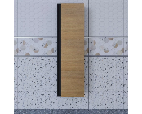 Шкаф-пенал для ванной Uperwood Barsa (35*28*120 см, подвесной, черный/дуб сонома)