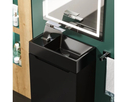 Раковина для ванной Uperwood Classic New 40 см, черная глянцевая, с накладкой для слива