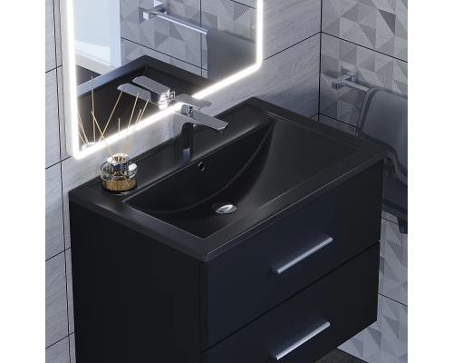 Раковина кварцевая для ванной Uperwood Foster Quartz (70 см, черная матовая, космос)